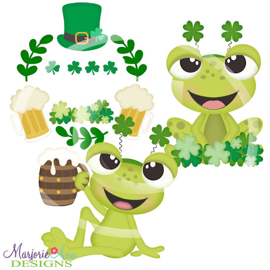 St. Patrick's Day Frogs SVG Cutting Files + Clipart - Click Image to Close